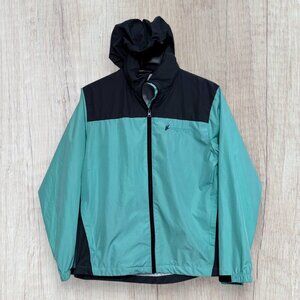 Frogg Toggs Aqua/Black Rain Jacket Waterproof Windbreaker Hooded Lightweight S/M